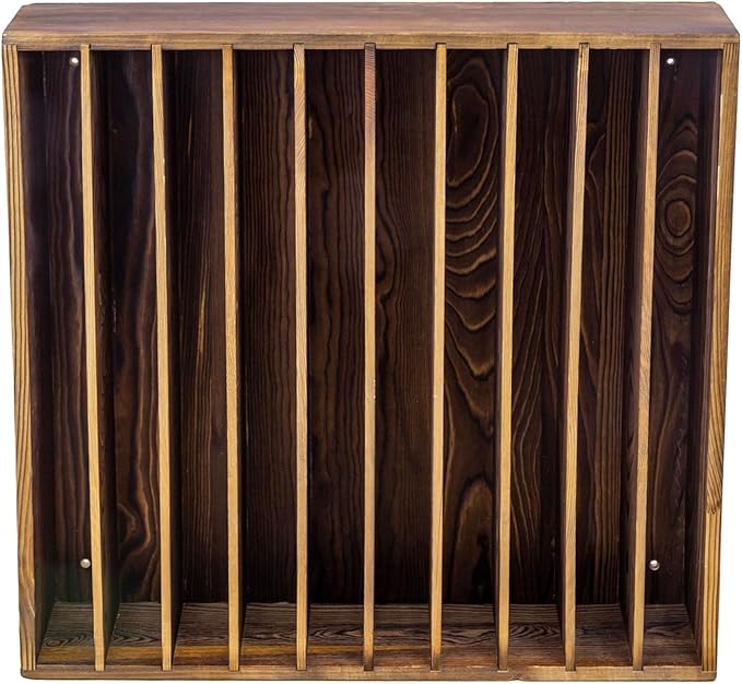 MyGift Golf Ball Sleeves Holder with 10 Compartments, Rustic Burnt Solid Wood Retail Display Rack, Commercial Wall Mounted Storage Shelf