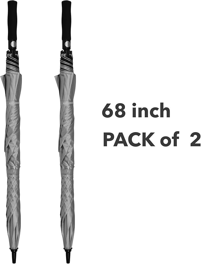 ZEKAR 62" & 68" Windproof Large UV Protection Golf Umbrella, UPF 50+ Patio Umbrella | Keep You Cool (Silver, 62")