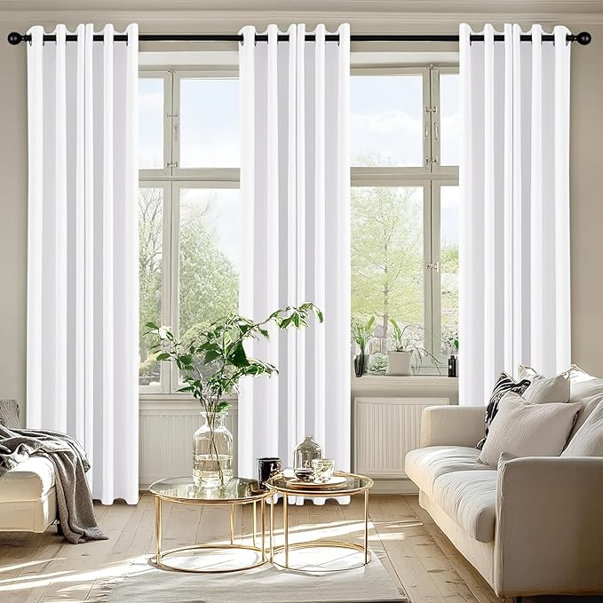 MIULEE Pure White Curtains for Bedroom Living Room 84 Inches Long 2 Panels, Thermal Insulated Room Darkening Drapes Grommet Top Solid Color Window Treatments W40 x L84 Inch