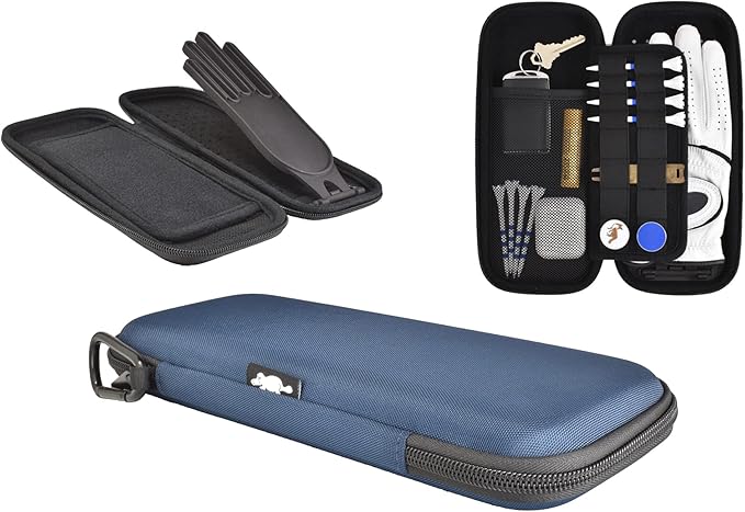 Platypus Golf Co. Golfing Caddie Hard Travel Case Organizer - Hinging Glove Shaper & Holder - Mesh Pocket & Storage Slots for Phone, Tees, Divot Tools & Ball Markers - Golfers Cases for Men & Women