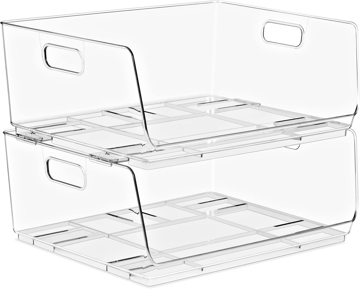 Sorbus Stackable Storage Bins - Clear Open Front Pantry Organizer for Kitchen Organization - Acrylic Bins (Large 2 Pack)