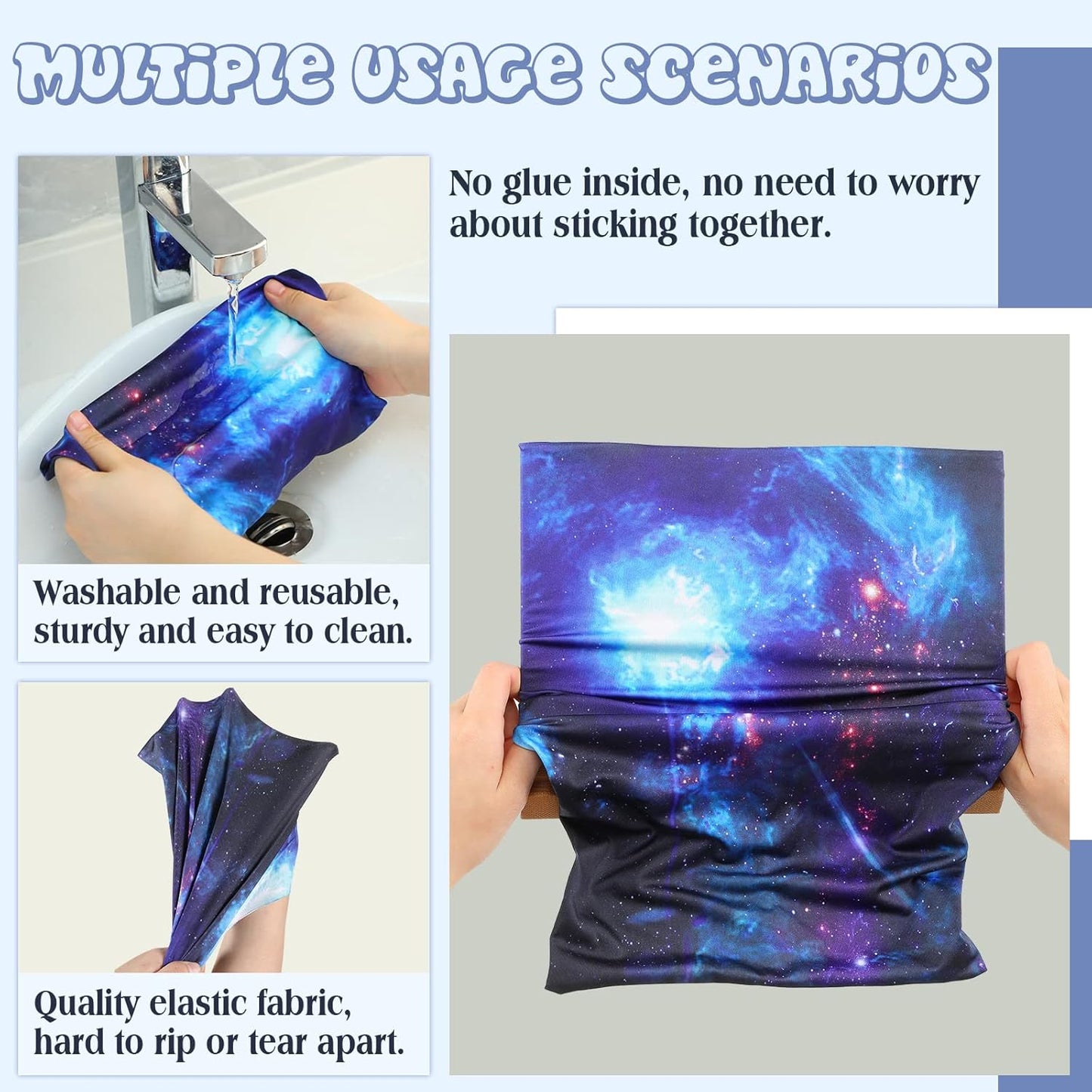 6 Pack Stretchable Book Cover Jumbo Fabric Book Covers Colorful Pattern Print Book Protector Washable Reusable Protective Textbook Cover for Hardcover Textbooks up to 9 x 11 Inch (Star Pattern)