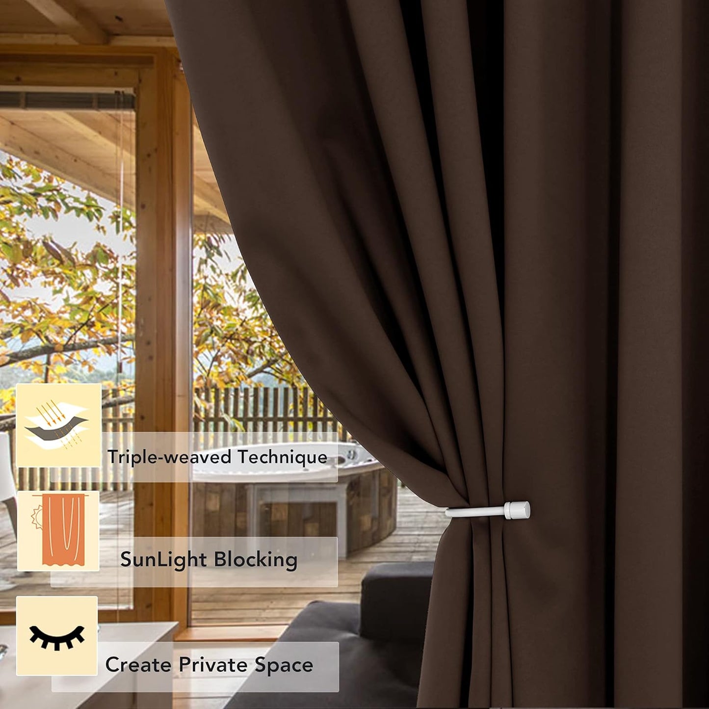 BONZER Room Divider Curtain Screen Partitions Total Privacy Wall Grommet Wide Blackout Curtains for Living Room, 84L x 70W Inch (7L x 5.8W ft), 1 Panel, Chocolate