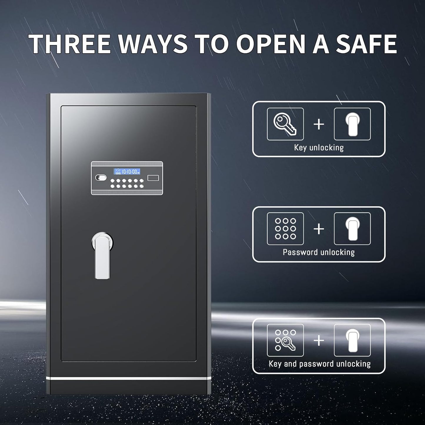 8.1 Cuft Large Home safe,Heavy Duty Fireproof Safe Box with Fireproof Waterproof Bag,Personal Document Safe with Programmable Keypad,Built-In Drawers and Removable Dividers for Money Documents