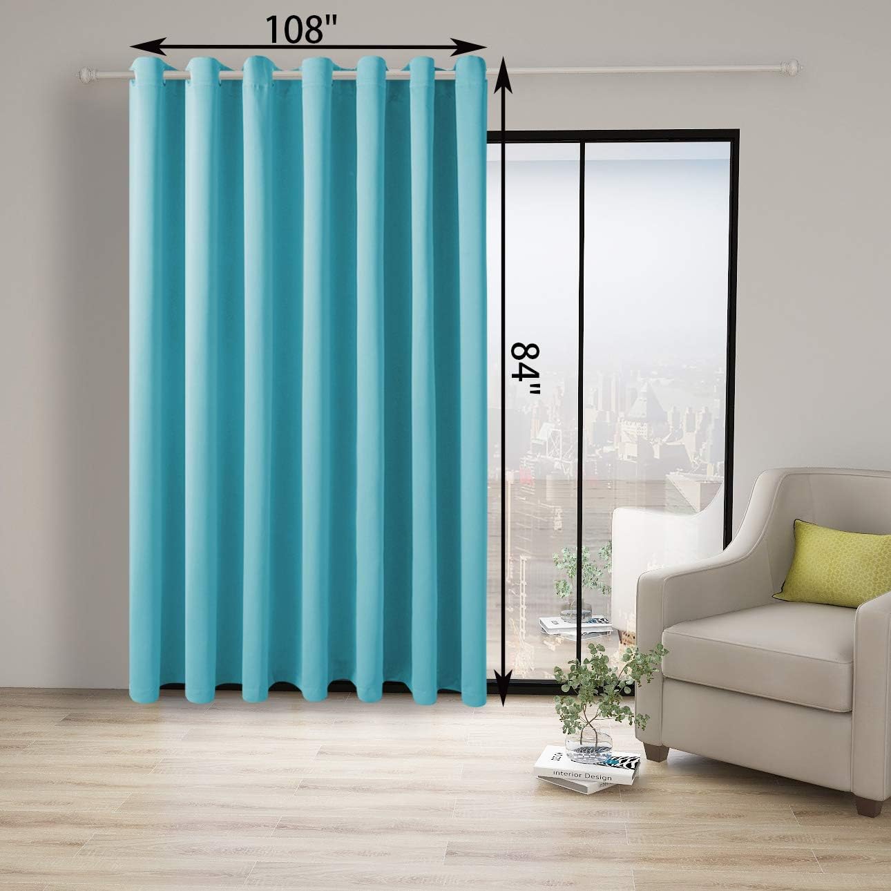 BONZER Room Divider Curtain Total Privacy Wall Noise Reducing Wide Blackout Curtains for Bedroom Living Room, 84L x 108W Inch (7L x 9W ft), 1 Panel, Teal