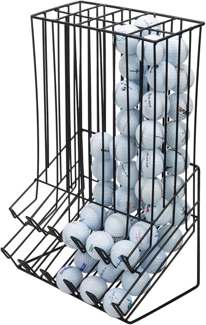 MyGift 60 Capacity Golf Ball Basket Holder - Matte Black Metal Wire Golf Ball Dispenser and Countertop Display Rack