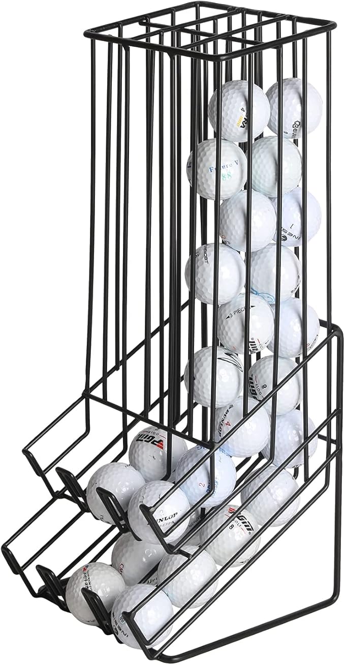 MyGift 60 Capacity Golf Ball Basket Holder - Matte Black Metal Wire Golf Ball Dispenser and Countertop Display Rack