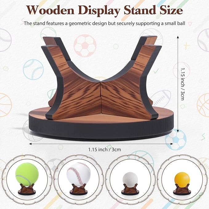 3 Pieces Acrylic Small Ball Stand Holder Sport Ball Display Rack Baseball Display Stand with 3 Pieces Non-Slip Rubber Pads for Baseball Golf Softball Tennis Spheres