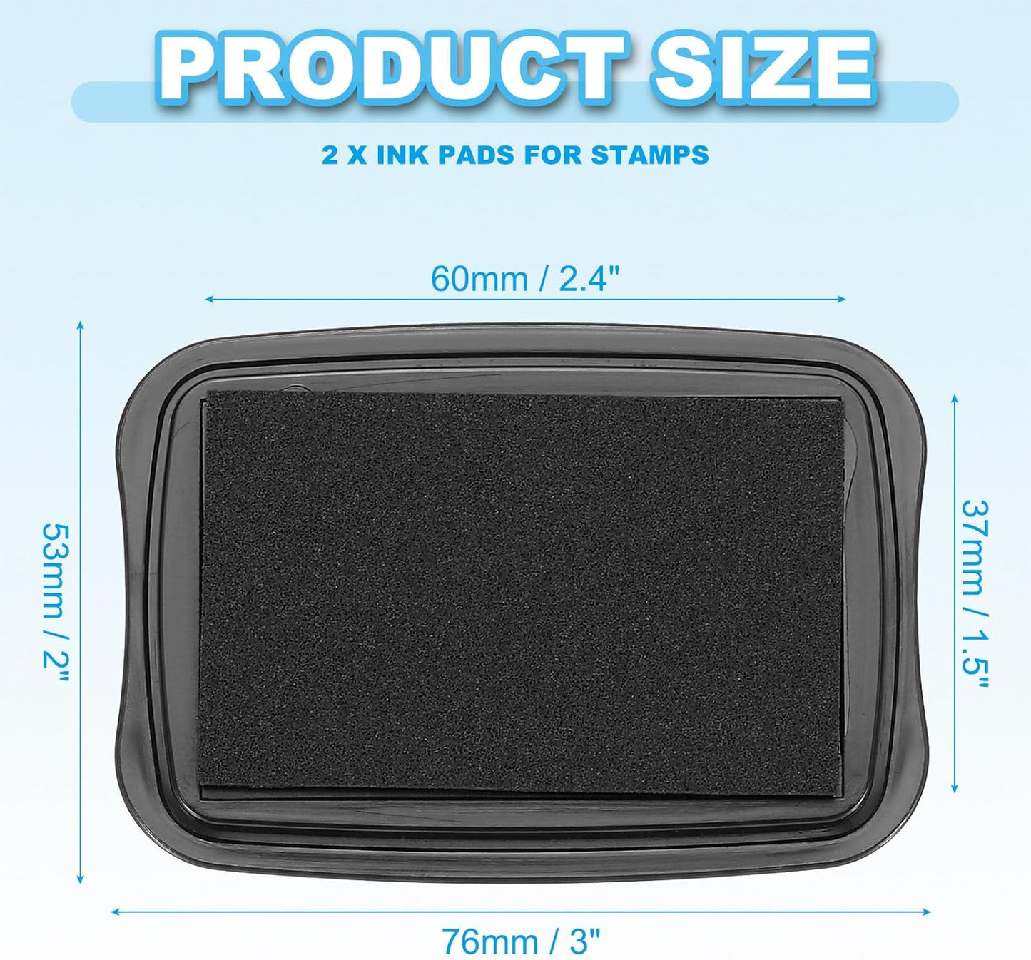 PATIKIL 3"x2" Large Stamp Pad, 2Pcs Washable Craft Ink Pad for Rubber Stamp Card Making Stamping Scrapbook Fingerprint Handprint, Black