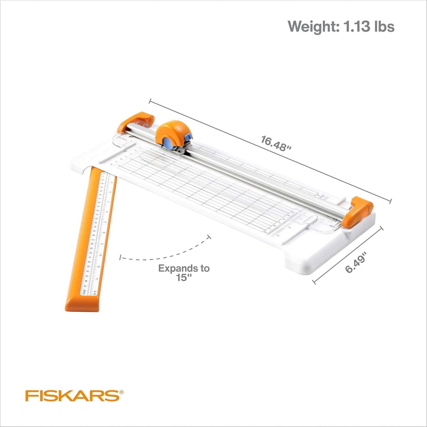 Fiskars Compact Rotary Paper Trimmer - 12" Cut Length - Portable Size with Extendable Base Deck - Self-Sharpening Blade - Scrapbooking Tool