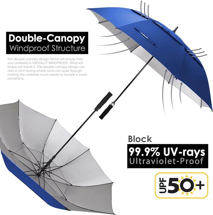 ZEKAR 54/62/68 inch Rain/Sun Windproof Large UV Protection Golf Umbrella