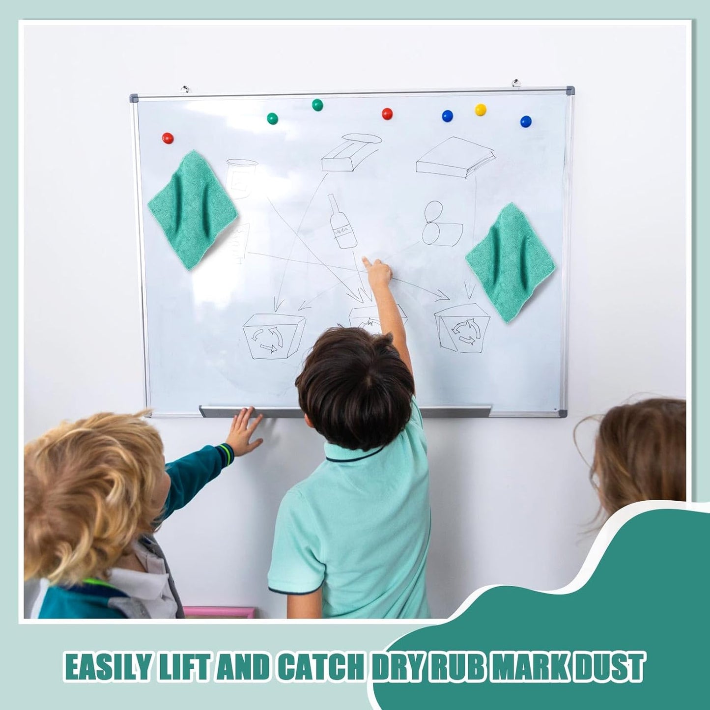 Zopeal 8 Packs Dry Erase Board Cleaning Cloth Microfiber Eraser Magnetic Whiteboard Eraser Washable for Whiteboard Dry Erase Cloth for Home and Office, 10'' x 9. 25''(Green)