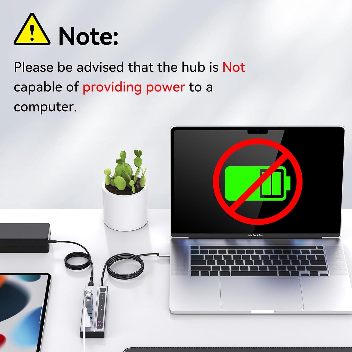 Minisopuru Powered USB C Hub – Support Max 45W Charging with 72W Power Adapter, 10Gbps Data Transfer, USB-C Powered Hub for Laptop, MacBook,iPad (Not for Monitor)