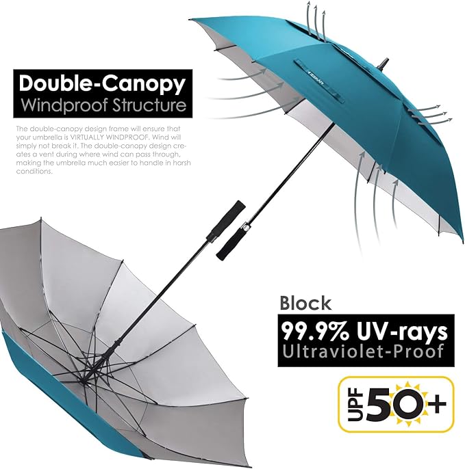ZEKAR 54/62/68 inch Rain/Sun Windproof Large UV Protection Golf Umbrella