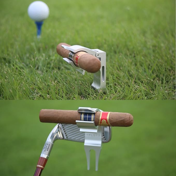 2-Pack Magnetic Sticks Holder for Golf Cart & Turf Divot Tools Anti-Loss Shining Aluminum Alloy 4-Point Strong Magnetic Lock Sponge Pads Protection CNC machined Fits 30-70 Ring (SILVER)