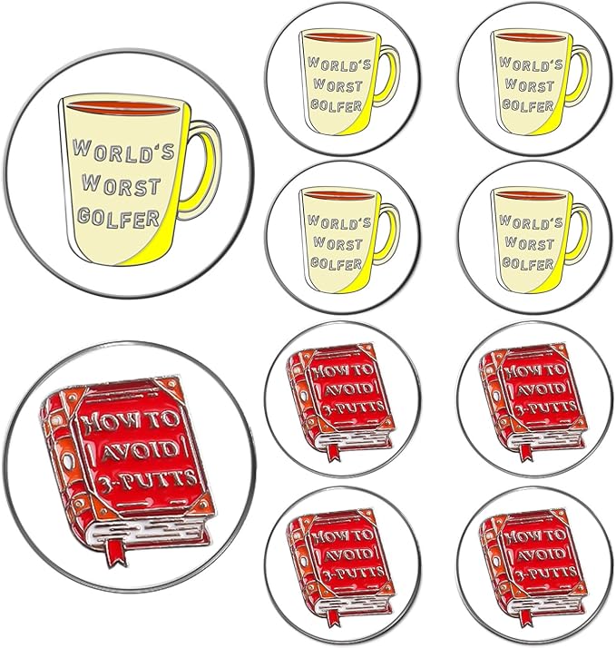 Amy Sport Golf Ball Markers Assorted Patterns Fits All Magnetic Golf Tools Value Set, Alloy Soft Enamel Technique Marker for Hat Clips Gloves Golf Divot Tools Marks