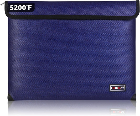 Fireproof Bag with 5200℉ Thermal Insulated, Waterproof Fireproof Box with Zipper, Fireproof Money Bag for Cash, Fireproof Safe Bags for Home Safe Bank Valuable Documents (13.9"x10.6", Blue)
