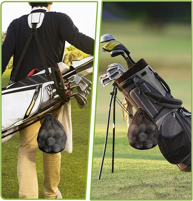 Golf Ball Storage Bag-6 Pack Mesh Bags with Drawstring，Golf Shag Bag Organizer,Sports Equipment Organizer Sack，for Collecting Half Balls Tennis Beach Trave