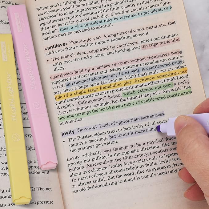 8 Colors Aesthetic Highlighters, 4mm Line Width, Assorted Colors With Soft Chisel Tip, No Bleed Bible, Great for School, Nice to Eyes, Pastel