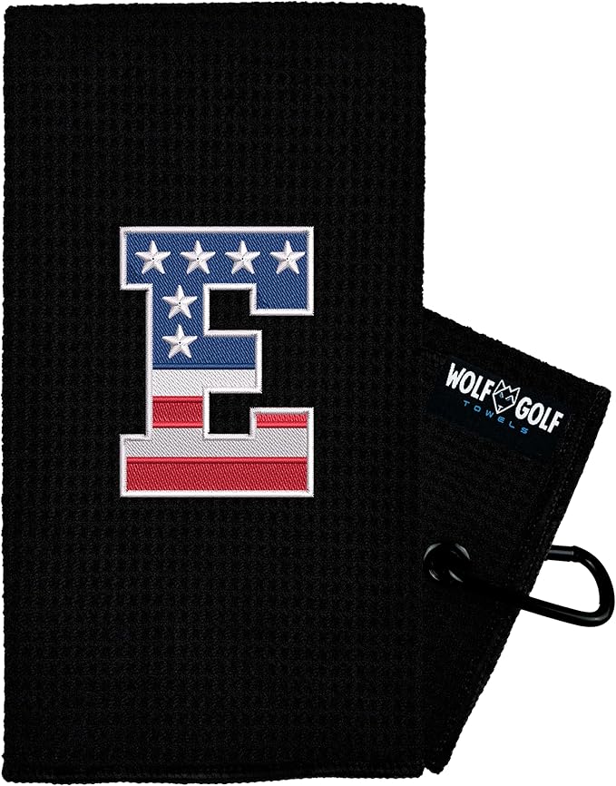 Wolf Golf Towels USA Monogrammed Personalized Golf Towel | Custom Golf Towels for Golf Bags for Men or Women
