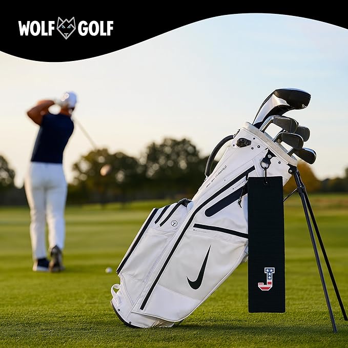 Wolf Golf Towels USA Monogrammed Personalized Golf Towel | Custom Golf Towels for Golf Bags for Men or Women