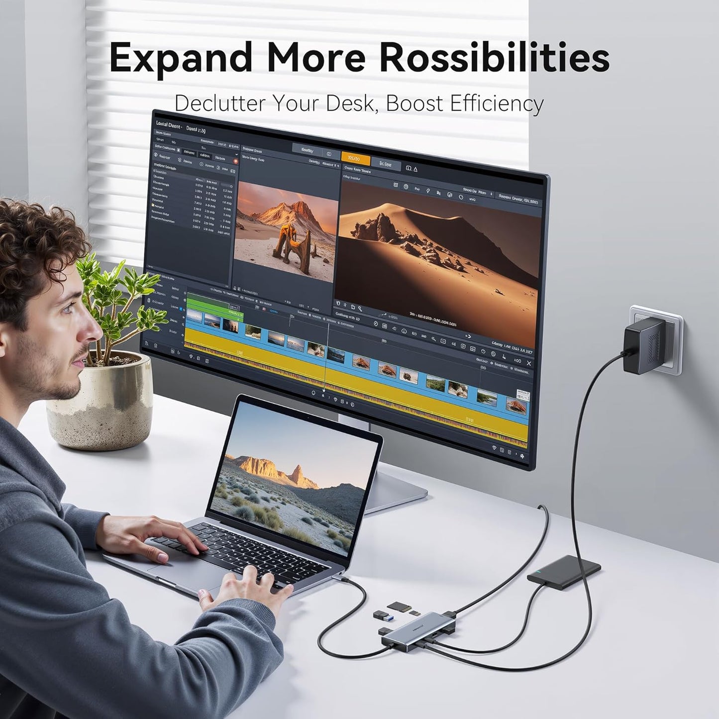 USB C Hub Multiport Adapter for MacBook Pro/Air, 9 in 1 USB C Dongle Dock Mac HDMI Adapter Compatible for iPad Pro, iMac, Dell XPS, Thinkpad(4K@60Hz HDMI, SD/TF Card Reader, 100W PD, 5 USB Ports)