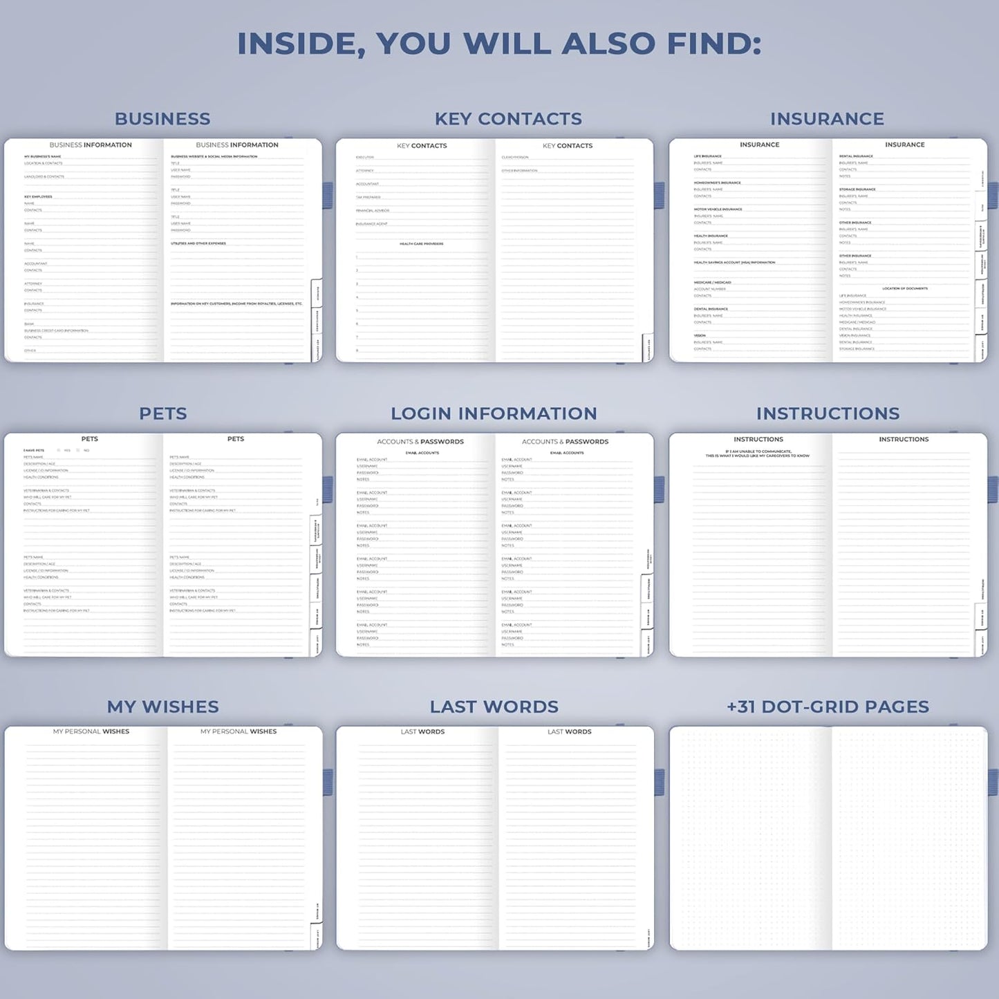 Clever Fox End of Life Planner – Final Arrangements Organizer for Beneficiary, Will Preparation, Last Wishes & Funeral Planning, A5 (Smoke Blue)