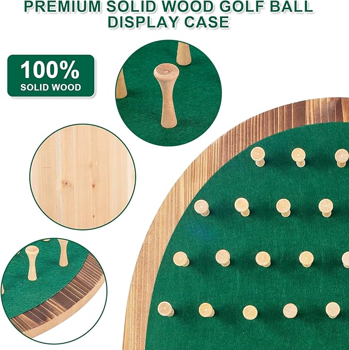 40 Golf Ball Display Rack Cabinet Holder Case - Wall Mount Golf Gifts for Enthusiasts - Unique Putting Green Shape