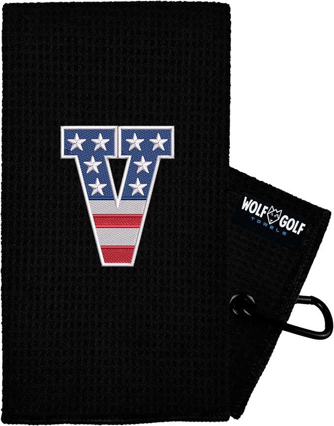 Wolf Golf Towels USA Monogrammed Personalized Golf Towel | Custom Golf Towels for Golf Bags for Men or Women