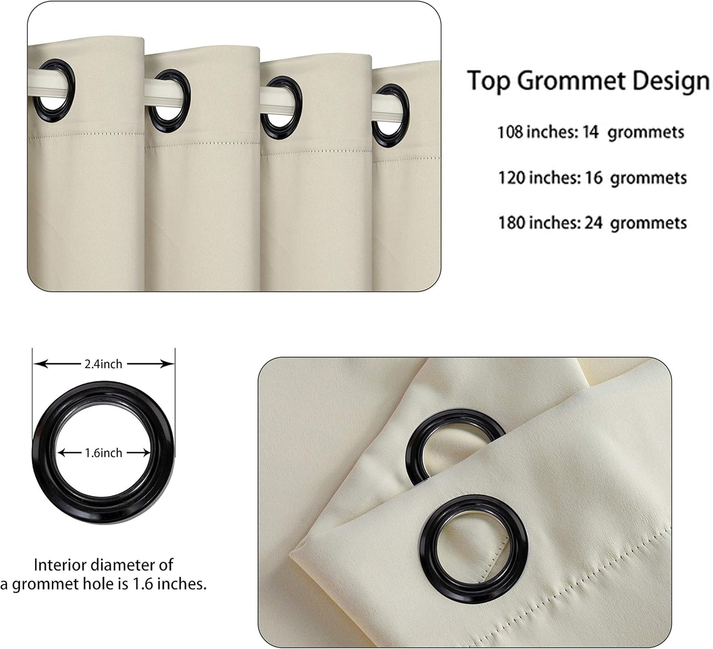 BONZER Room Divider Blackout Curtain Wide Room Darkening Total Privacy Wall Noise Reducing for Bedroom, 96L x 108W Inch (8L x 9W ft), 1 Panel, Cream