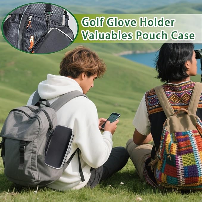 Golf Glove Case, Accessories Caddy Organizer, Storage Pouch Bag, 25x11.4x7.5cm, for Tees Divot Tools Ball Markers, Travel Size for Men Women, Outdoor Golfers, Sports Enthusiasts Practical Solution
