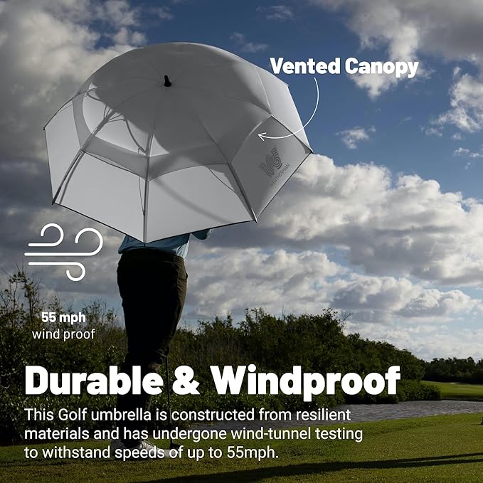 Weatherman Umbrella - Golf Umbrella - Windproof Sports Umbrella Resists Up to 55 MPH Winds - Available in 2 Sizes and 5 Colors