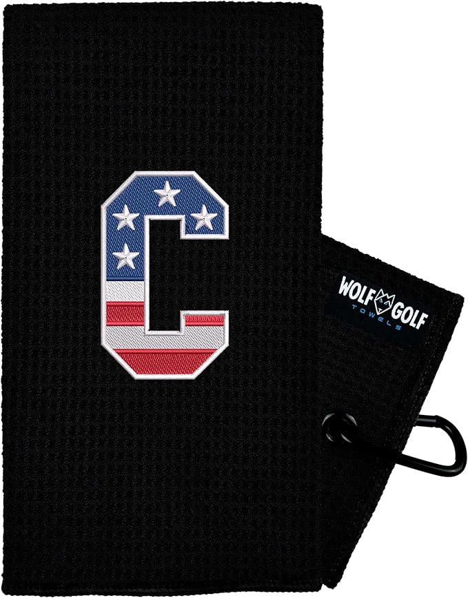Wolf Golf Towels USA Monogrammed Personalized Golf Towel | Custom Golf Towels for Golf Bags for Men or Women