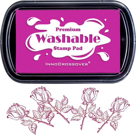 Washable Ink Pad, Stamps for Kids, Kids Crafts, Paw Print Kit, Baby Footprint Kit, Stamp Pads on Scrapbooking, Fingerprint Ink Pad, Easy to Wash Off Skin| Large | Safe Non-Toxic (Fuchsia)