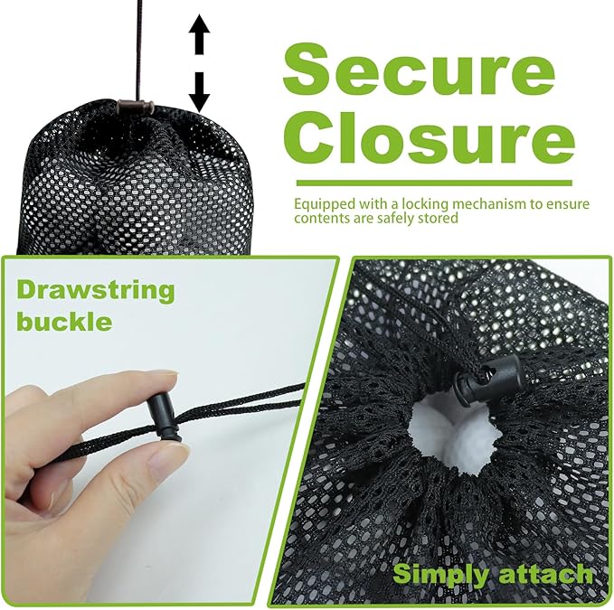 Golf Ball Storage Bag-6 Pack Mesh Bags with Drawstring，Golf Shag Bag Organizer,Sports Equipment Organizer Sack，for Collecting Half Balls Tennis Beach Trave