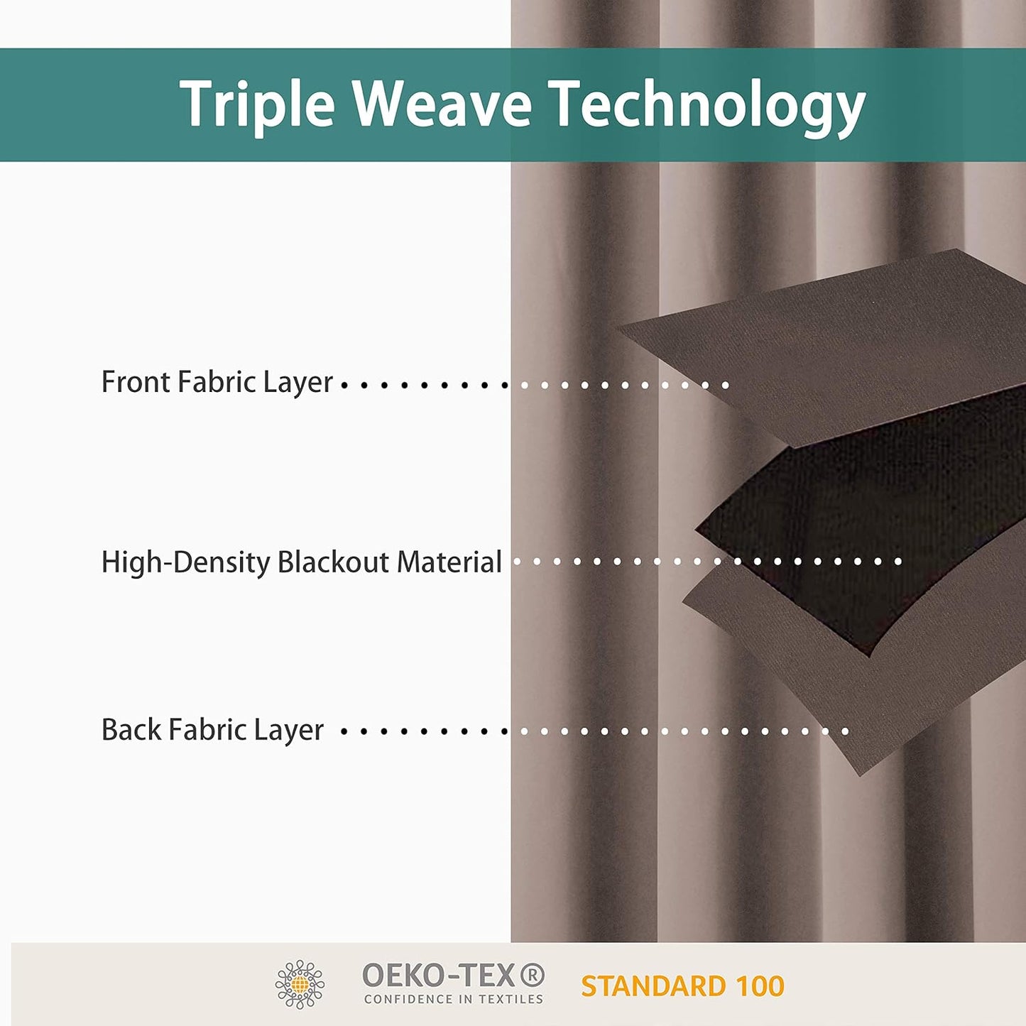 BONZER Room Divider Curtain Total Privacy Wall Noise Reducing Extra Wide Blackout Curtains for Patio Sliding Glass Door, 108L x 108W Inch (9L x 9W ft), 1 Panel, Khaki