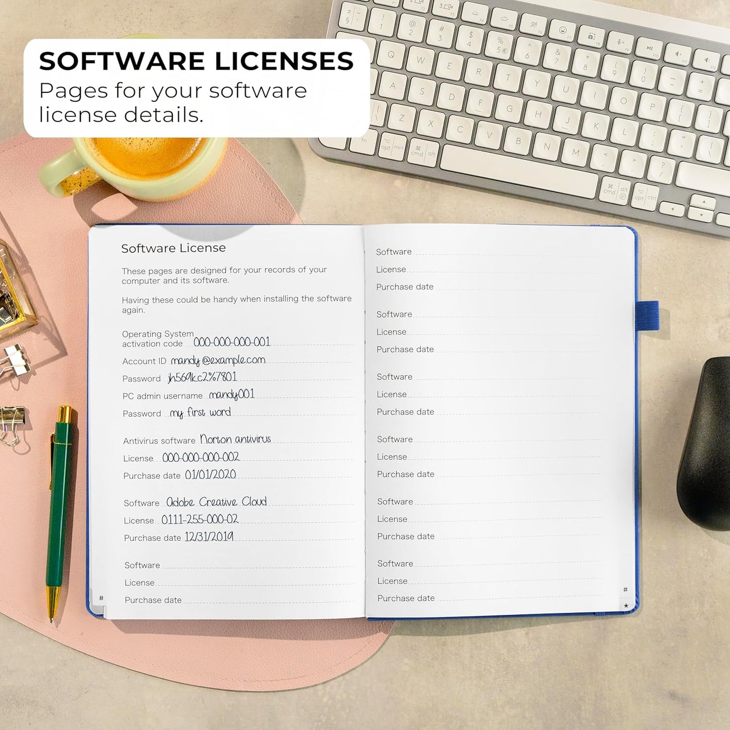 Clever Fox Password Book with alphabetical tabs. Internet Address Organizer Logbook. Large Password Keeper for Website Logins (Royal Blue)