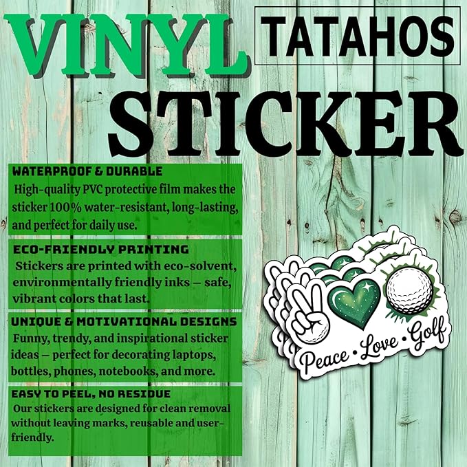 (3Pcs) Peace Love Golf Stickers Funny Golf Ball Decals for Golfers Sarcastic Quote Humor Motivational Inspirational Gifts Waterproof Vinyl Kindle Water Bottle Bumper Car Hard Hat Phone Laptop 3x1.9