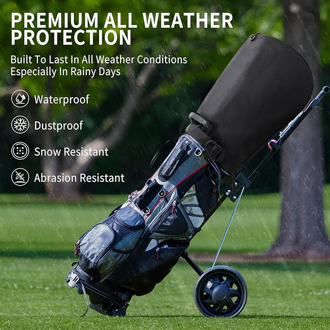 Golf Bag Rain Cover Hood with Adjustable Buckles,Portable Easy Access Golf Bag Cover for Golf Stand/Cart Bags, Upgraded Honeycomb Waterproof Dust Proof Fabric
