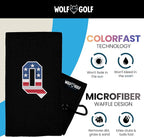 Wolf Golf Towels USA Monogrammed Personalized Golf Towel | Custom Golf Towels for Golf Bags for Men or Women