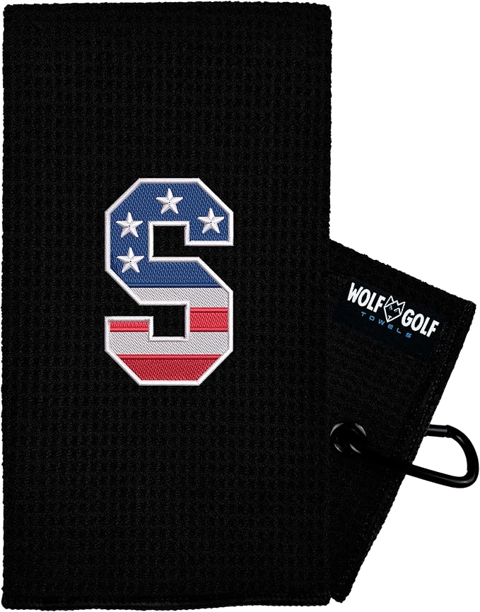 Wolf Golf Towels USA Monogrammed Personalized Golf Towel | Custom Golf Towels for Golf Bags for Men or Women