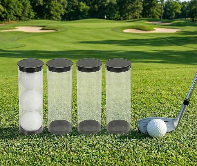 Milisten 8Pcs Clear Golf Ball Tubes with Caps, Waterproof Golf Carrying Case Plastic Barrel Thickened Golfs Display Holder Golfs Ball Container Box for Home Store Display Use, 8
