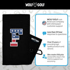 Wolf Golf Towels USA Monogrammed Personalized Golf Towel | Custom Golf Towels for Golf Bags for Men or Women