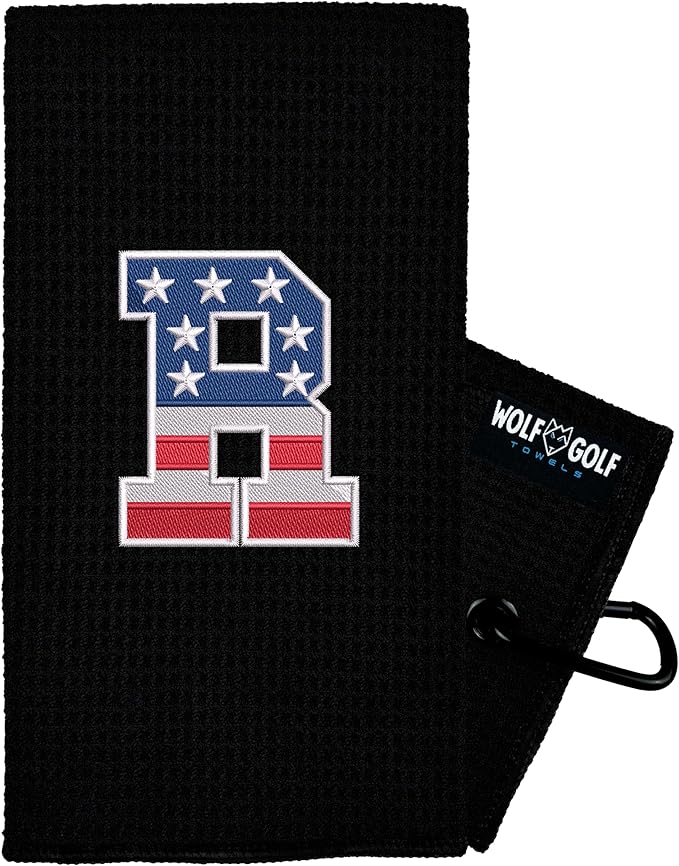 Wolf Golf Towels USA Monogrammed Personalized Golf Towel | Custom Golf Towels for Golf Bags for Men or Women