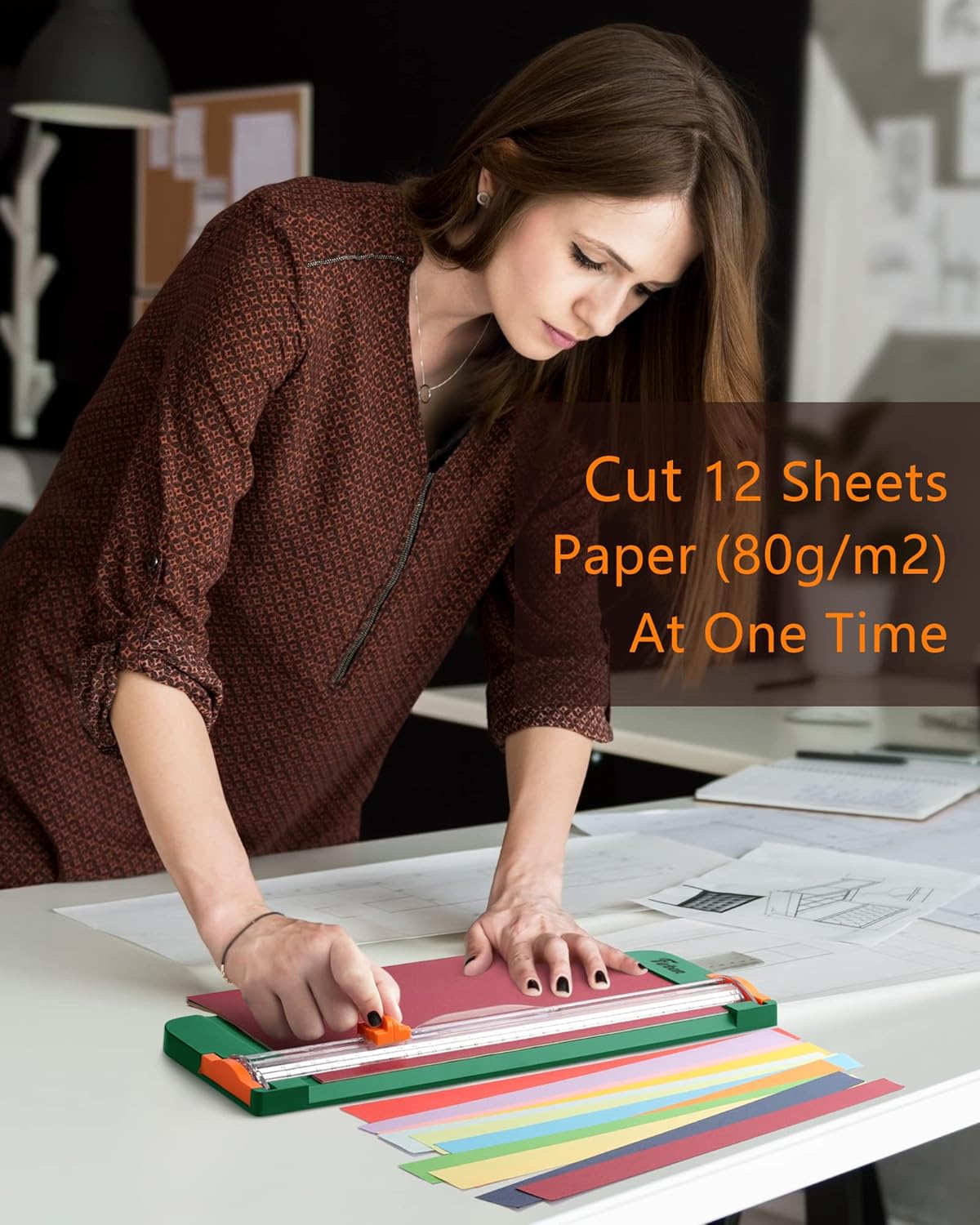 Firbon Green A4 Paper Cutter 12 Inch Titanium Straight Paper Trimmer with Side Ruler for Scrapbooking Craft, Paper, Coupon, Label, Cardstock