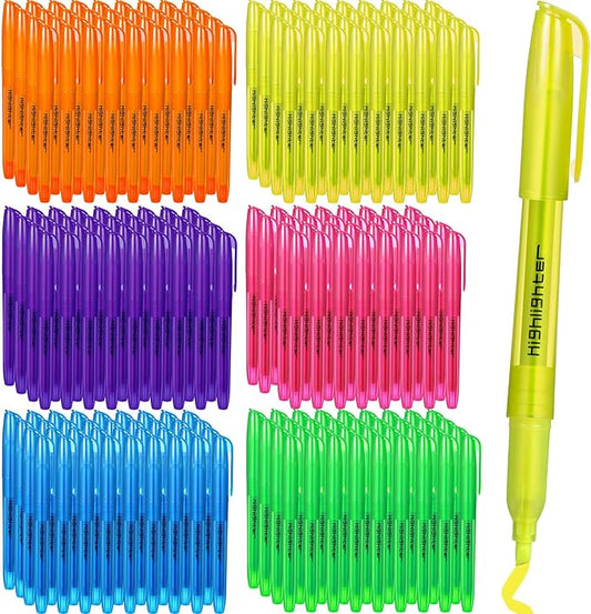 Thenshop 300 Pcs Highlighter Bulk Pack Assorted Colors Highlighter Markers Chisel Tip Fluorescent Pens for Office Classroom Back to School Supplies