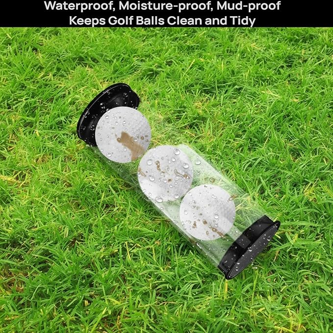 Milisten 8Pcs Clear Golf Ball Tubes with Caps, Waterproof Golf Carrying Case Plastic Barrel Thickened Golfs Display Holder Golfs Ball Container Box for Home Store Display Use, 8