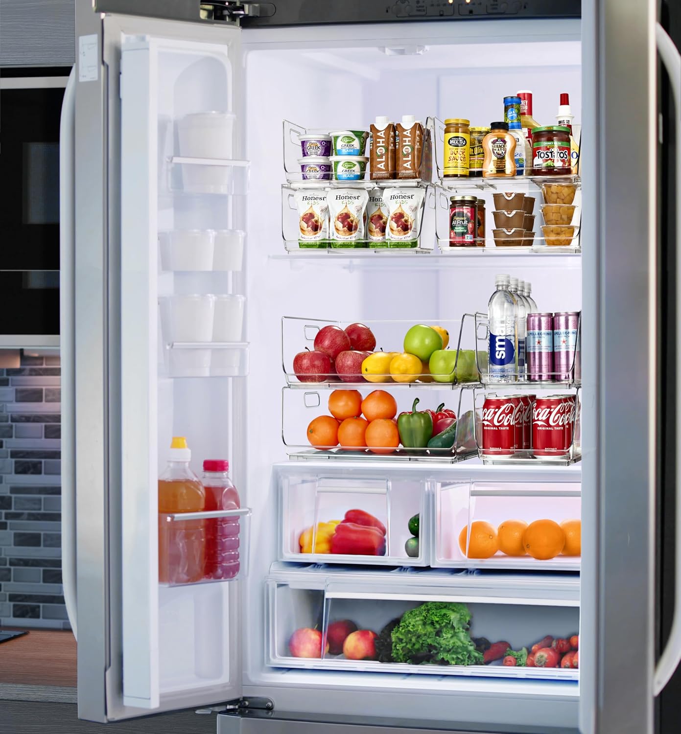 Sorbus Stackable Storage Bins - Clear Open Front Pantry Organizer for Kitchen Organization - Acrylic Bins (Large 2 Pack)