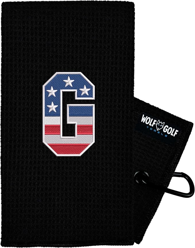 Wolf Golf Towels USA Monogrammed Personalized Golf Towel | Custom Golf Towels for Golf Bags for Men or Women