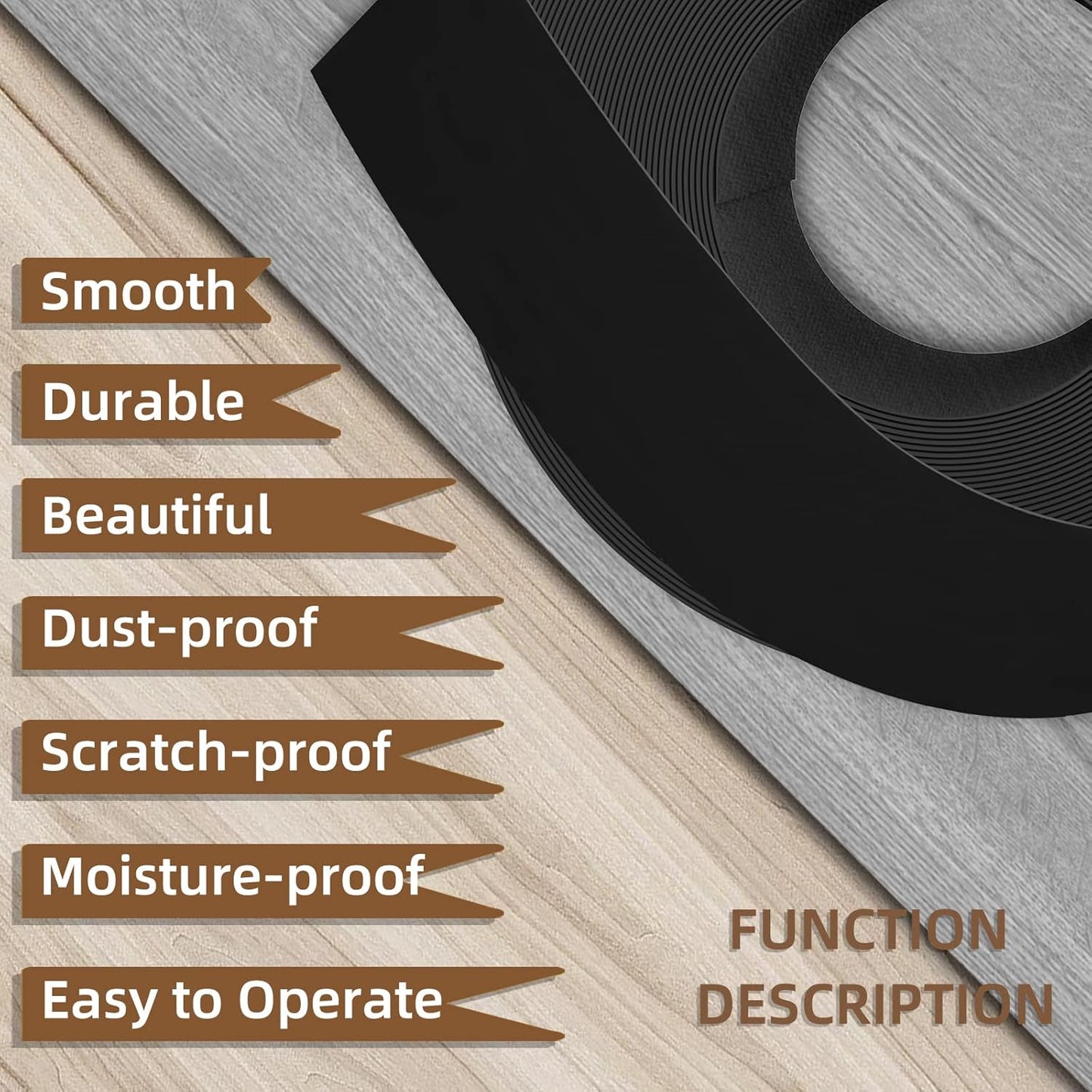 GSCIT Club Black Edge Banding, 1 inch x 50ft Melamine Edge Banding with Hot Melt Adhesive Preglued Cabinet Edge Banding Flexible Black Veneer Edging